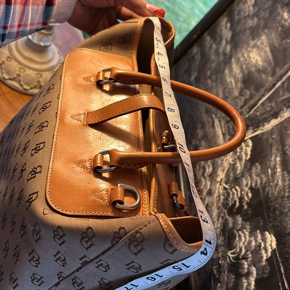 Dooney & Bourke Beige Brown Monogram Large Tote Satchel Bag - Picture 12 of 13